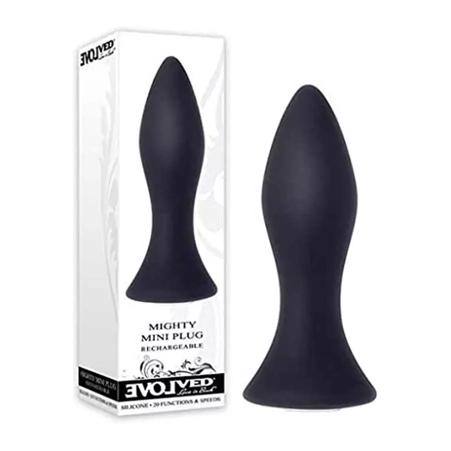 Evolved Novelties Rechargeable Vibrating Mighty Mini Anal Butt Plug, Black