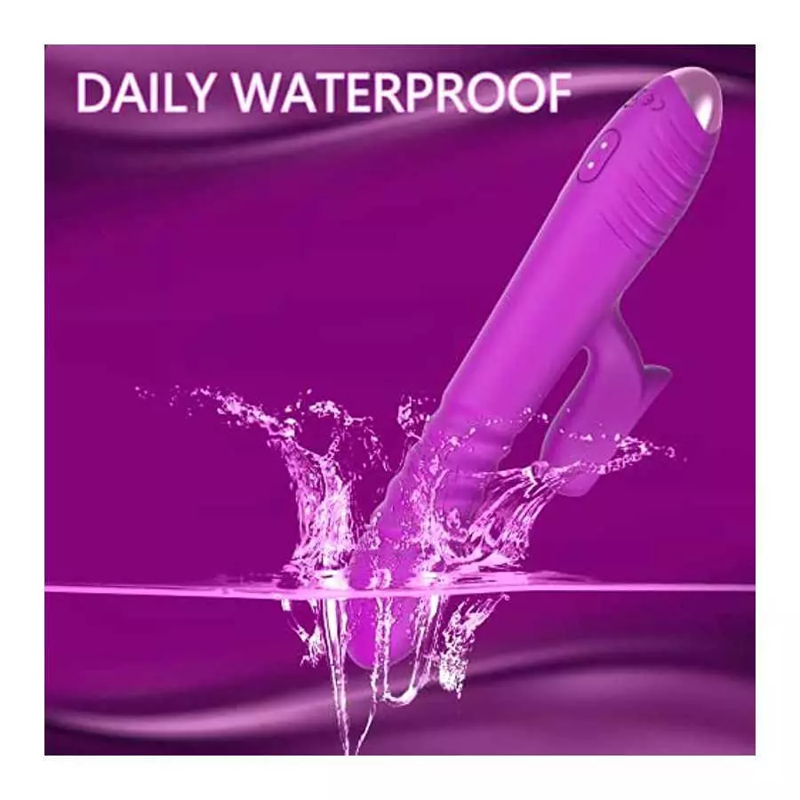 3 in 1 Thrusting G Spot Vibrator Clitoral Stimulator Massager, Rabbit Dildo Vibrator with 8 Flapping & 5 Telescopic Speeds Vagin