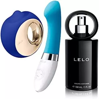 LELO Bundle: ORA 3 Midnight Blue Oral Sex Stimulator + Gigi 2 Turquoise Blue G Spot Vibrator + Free LELO Personal Moisturizer