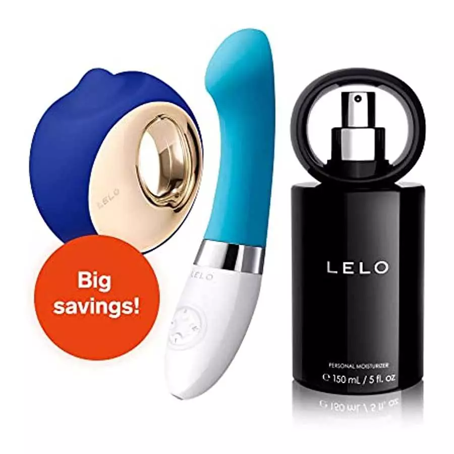LELO Bundle: ORA 3 Midnight Blue Oral Sex Stimulator + Gigi 2 Turquoise Blue G Spot Vibrator + Free LELO Personal Moisturizer