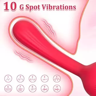 Licking Clitoral G-Spot Dildo Vibrator, Rose Sex Stimulator for Women Rechargeable Clit Nipple Anal Vaginal Massager with 10 Mod