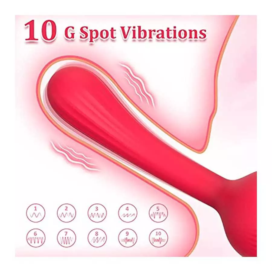 Licking Clitoral G-Spot Dildo Vibrator, Rose Sex Stimulator for Women Rechargeable Clit Nipple Anal Vaginal Massager with 10 Mod
