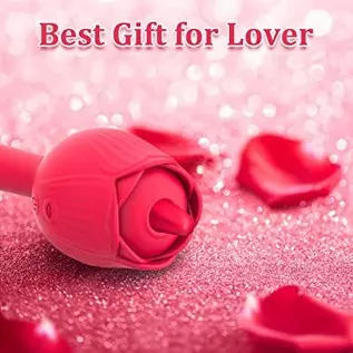 Licking Clitoral G-Spot Dildo Vibrator, Rose Sex Stimulator for Women Rechargeable Clit Nipple Anal Vaginal Massager with 10 Mod