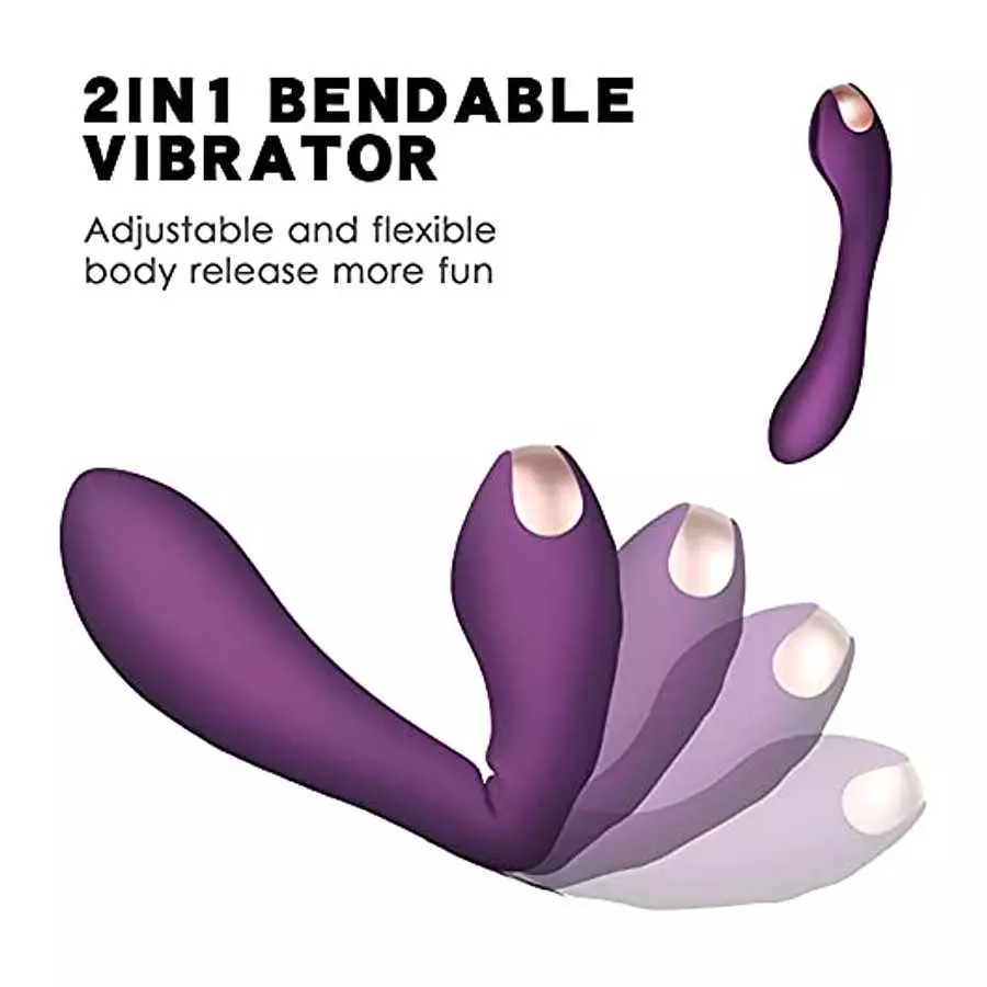 LoveTime Bendable Clitoral Vibrator for G Spot Dual Head Dildo Vibrator Rechargeable Clitoris Stimulator for Vagina Anal Stimula