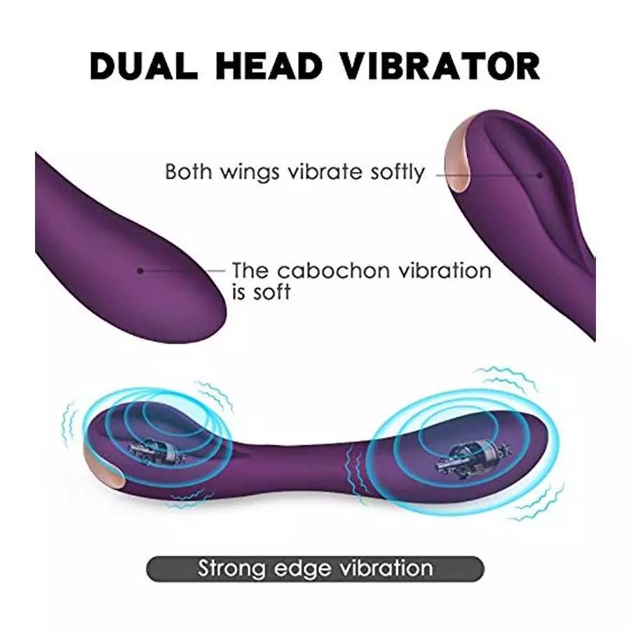LoveTime Bendable Clitoral Vibrator for G Spot Dual Head Dildo Vibrator Rechargeable Clitoris Stimulator for Vagina Anal Stimula