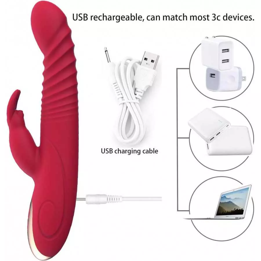 G Spot Rabbit Vibrator Dildo for Women Bunny Ears Women Vibrator for Nipple G Spot Clitoral Stimulation Rechargeable Vibrating D