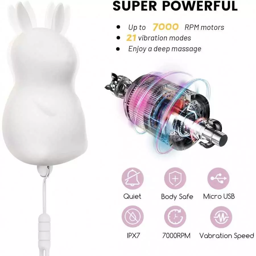 Powerful 21 Vibration Waterproof Handheld Wireless Silicone Rabbit Massager for Breast Arms Neck Legs Back Spine Shoulder Waist 