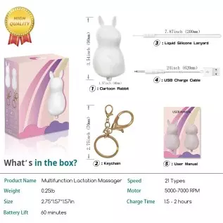 Powerful 21 Vibration Waterproof Handheld Wireless Silicone Rabbit Massager for Breast Arms Neck Legs Back Spine Shoulder Waist 