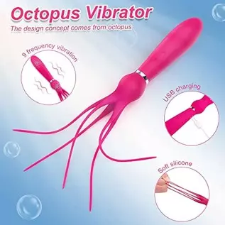 G-spot Dildo Clitoral Vibrator, BDSM Flogger for Women Orgasm, Adorime 2 in 1 Octopus Adult Games Whip Teasing Massager with 9 V G-spot Dildo Clitoral Vibrator, BDSM Flogger for Women Orgasm, Adorime 2 in 1 Octopus Adult Games Whip Teasing Massager with 9 V
