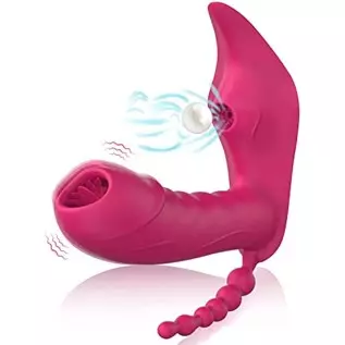 3 in 1 Anal Dildo Vibrating Sucker Adult Sex Toy with Total 10 Female Vibration Modes - Waterproof Rechargeable Clitoral Vaginal