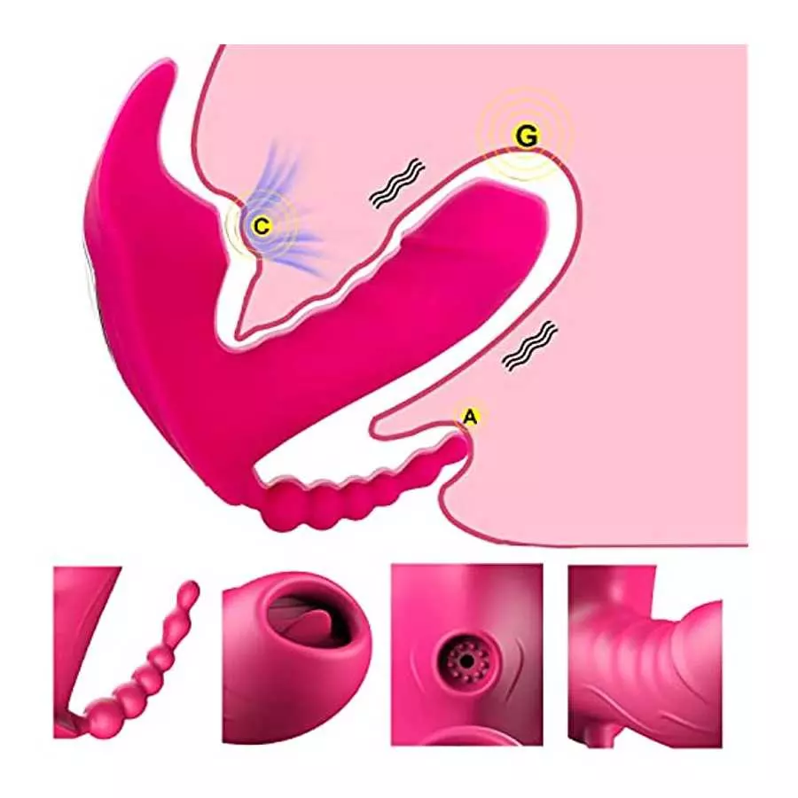 3 in 1 Anal Dildo Vibrating Sucker Adult Sex Toy with Total 10 Female Vibration Modes - Waterproof Rechargeable Clitoral Vaginal