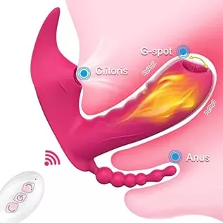 3 in 1 Anal Dildo Vibrating Sucker Adult Sex Toy with Total 10 Female Vibration Modes - Waterproof Rechargeable Clitoral Vaginal