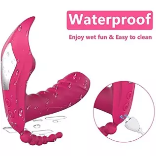 3 in 1 Anal Dildo Vibrating Sucker Adult Sex Toy with Total 10 Female Vibration Modes - Waterproof Rechargeable Clitoral Vaginal