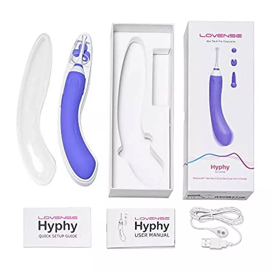 LOVENSE Hyphy G Spot Vibrator for Clitoris Vagina Dual Stimulator, 3 Attachments Mini Nipple Massagers for Female, Small Vibrato