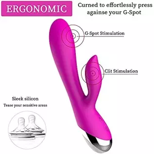 WD2819 Rabbit Vibrator G-Spot Clitoris Stimulator -Powerful Waterproof Rechargeable Silicone Vaginal Anal Dildo Massager for Wom