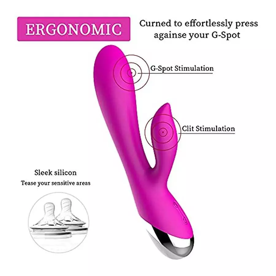 WD2819 Rabbit Vibrator G-Spot Clitoris Stimulator -Powerful Waterproof Rechargeable Silicone Vaginal Anal Dildo Massager for Wom