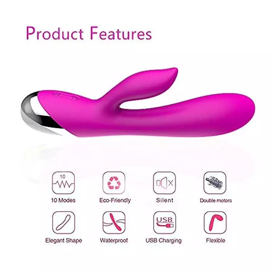 WD2819 Rabbit Vibrator G-Spot Clitoris Stimulator -Powerful Waterproof Rechargeable Silicone Vaginal Anal Dildo Massager for Wom