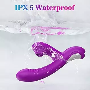 2 In1 Clitoris Licking Vibrator G spot Dildo Massager, Clit Stimulator with 10 Wiggle Motion Modes & 3 Licking Intensity, Silico