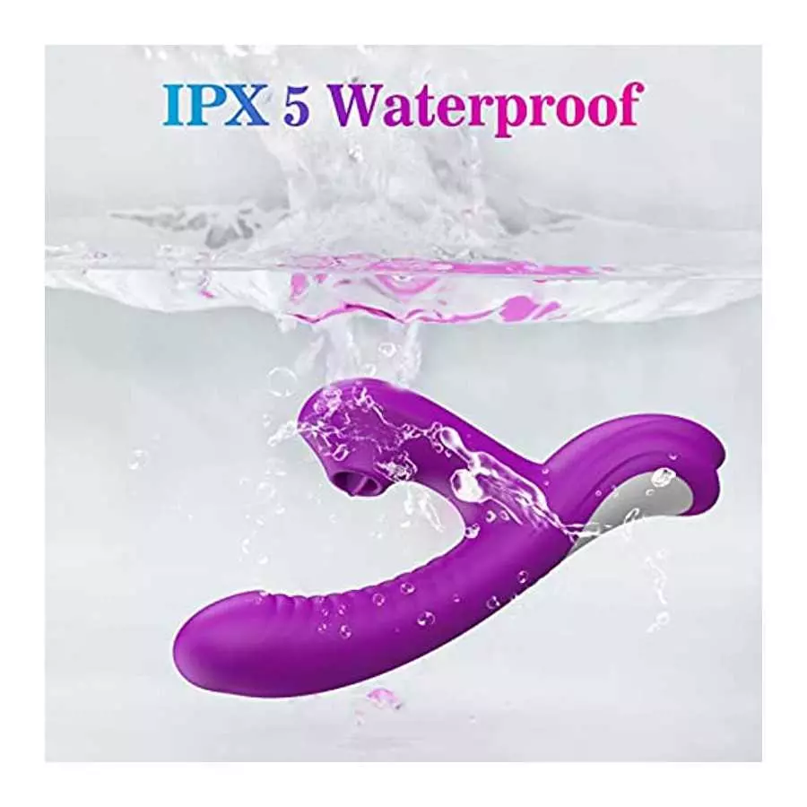 2 In1 Clitoris Licking Vibrator G spot Dildo Massager, Clit Stimulator with 10 Wiggle Motion Modes & 3 Licking Intensity, Silico