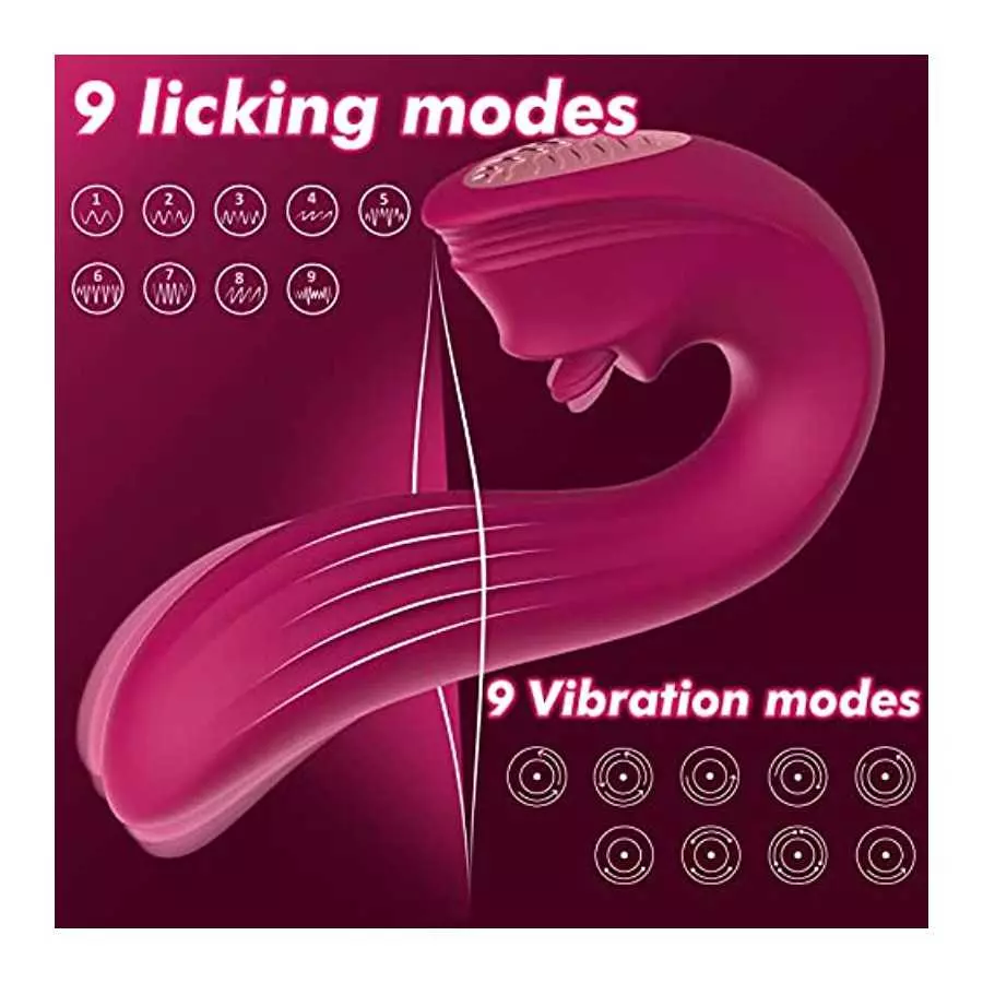 G-Spot Clitoral Licking Vibrators Women Adult Sex Toys Games, Realistic Tongue Nipple Dildos Vibrator with 9 Vibration Modes Cou