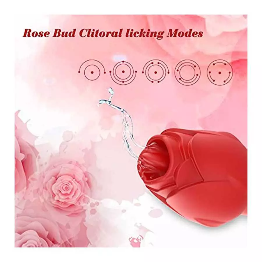Rose Toy Clitoral Licking G Spot Vibrator for Women , Clit Nipple Dildo Tongue Licking Vibrator, Clitoris Stimulator with 5 Lick
