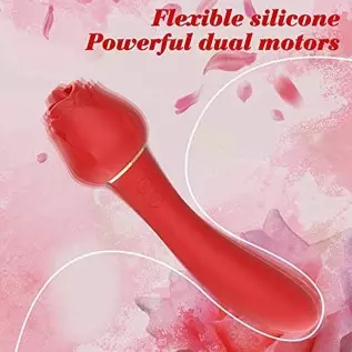 Rose Toy Clitoral Licking G Spot Vibrator for Women , Clit Nipple Dildo Tongue Licking Vibrator, Clitoris Stimulator with 5 Lick