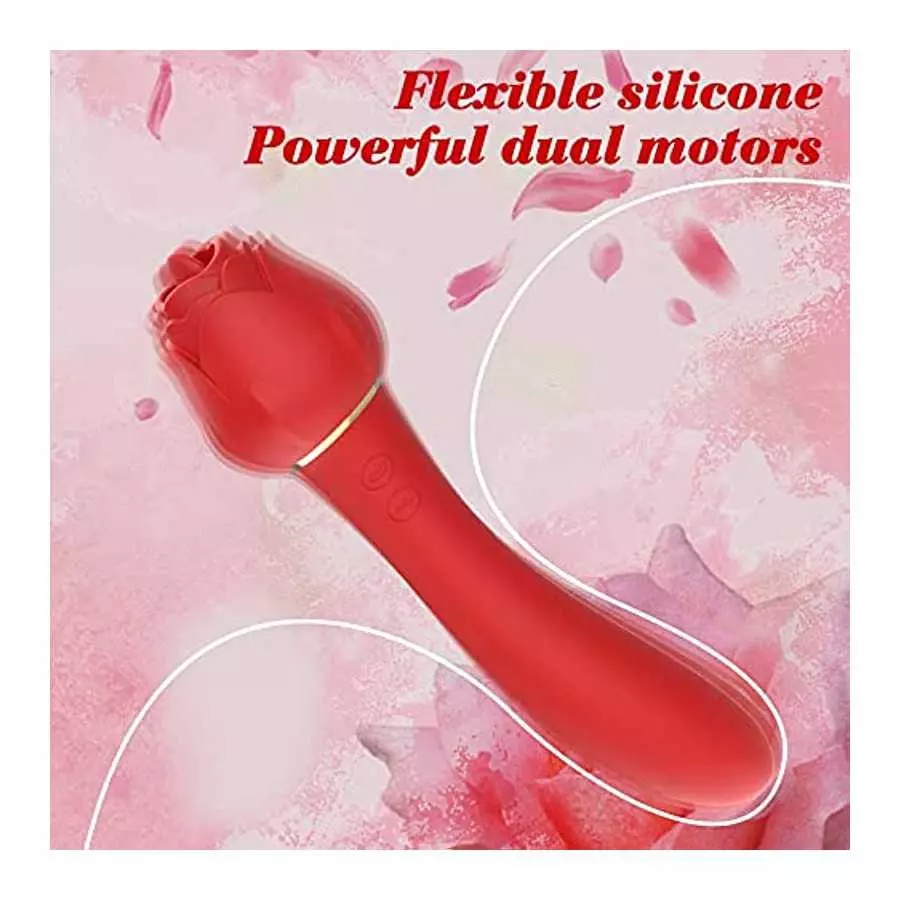 Rose Toy Clitoral Licking G Spot Vibrator for Women , Clit Nipple Dildo Tongue Licking Vibrator, Clitoris Stimulator with 5 Lick