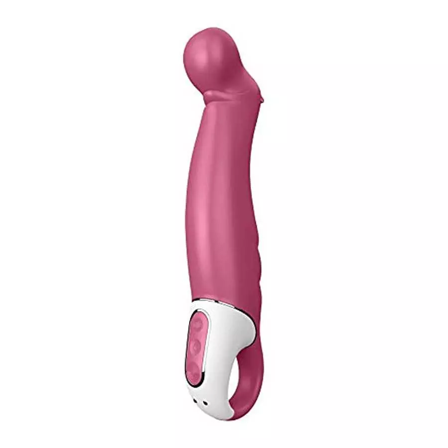 Satisfyer Petting Hippo G-Spot Vibrator - Vibrating Dildo, Inclined Tip, 12 Vibration Programs, Retaining Ring - Soft Silicone, 