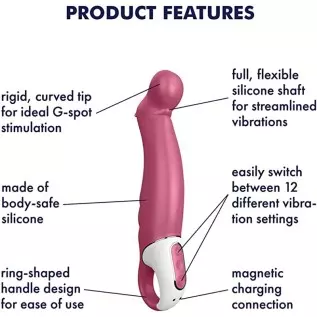 Satisfyer Petting Hippo G-Spot Vibrator - Vibrating Dildo, Inclined Tip, 12 Vibration Programs, Retaining Ring - Soft Silicone, 