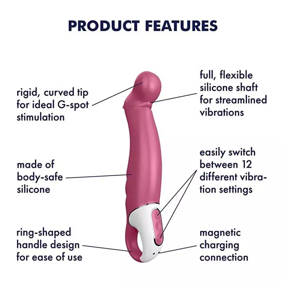 Satisfyer Petting Hippo G-Spot Vibrator - Vibrating Dildo, Inclined Tip, 12 Vibration Programs, Retaining Ring - Soft Silicone, 