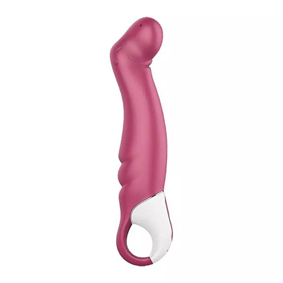 Satisfyer Petting Hippo G-Spot Vibrator - Vibrating Dildo, Inclined Tip, 12 Vibration Programs, Retaining Ring - Soft Silicone, 