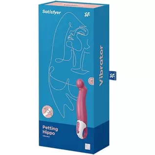 Satisfyer Petting Hippo G-Spot Vibrator - Vibrating Dildo, Inclined Tip, 12 Vibration Programs, Retaining Ring - Soft Silicone, 
