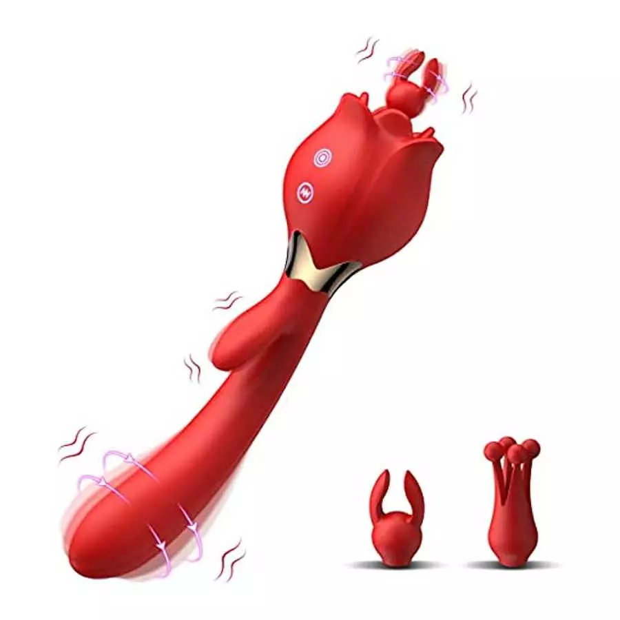 Rose Women Sex Toy with 10 Vibrations & 3 Thrusting Modes, 3 in 1 Women Vibrator Masturbator, Clitoral Nipple Stimulator G Spot Rose Women Sex Toy with 10 Vibrations & 3 Thrusting Modes, 3 in 1 Women Vibrator Masturbator, Clitoral Nipple Stimulator G Spot