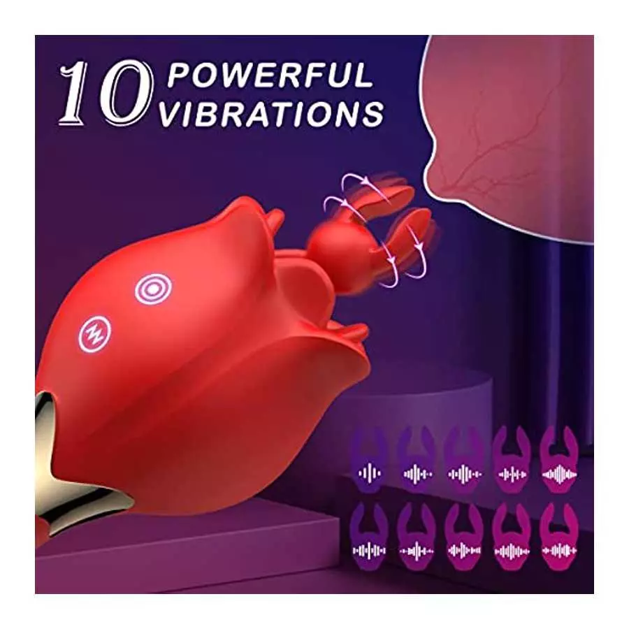 Rose Women Sex Toy with 10 Vibrations & 3 Thrusting Modes, 3 in 1 Women Vibrator Masturbator, Clitoral Nipple Stimulator G Spot 