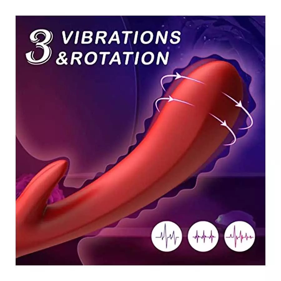 Rose Women Sex Toy with 10 Vibrations & 3 Thrusting Modes, 3 in 1 Women Vibrator Masturbator, Clitoral Nipple Stimulator G Spot 