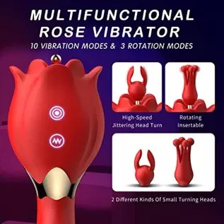 Rose Women Sex Toy with 10 Vibrations & 3 Thrusting Modes, 3 in 1 Women Vibrator Masturbator, Clitoral Nipple Stimulator G Spot Rose Women Sex Toy with 10 Vibrations & 3 Thrusting Modes, 3 in 1 Women Vibrator Masturbator, Clitoral Nipple Stimulator G Spot
