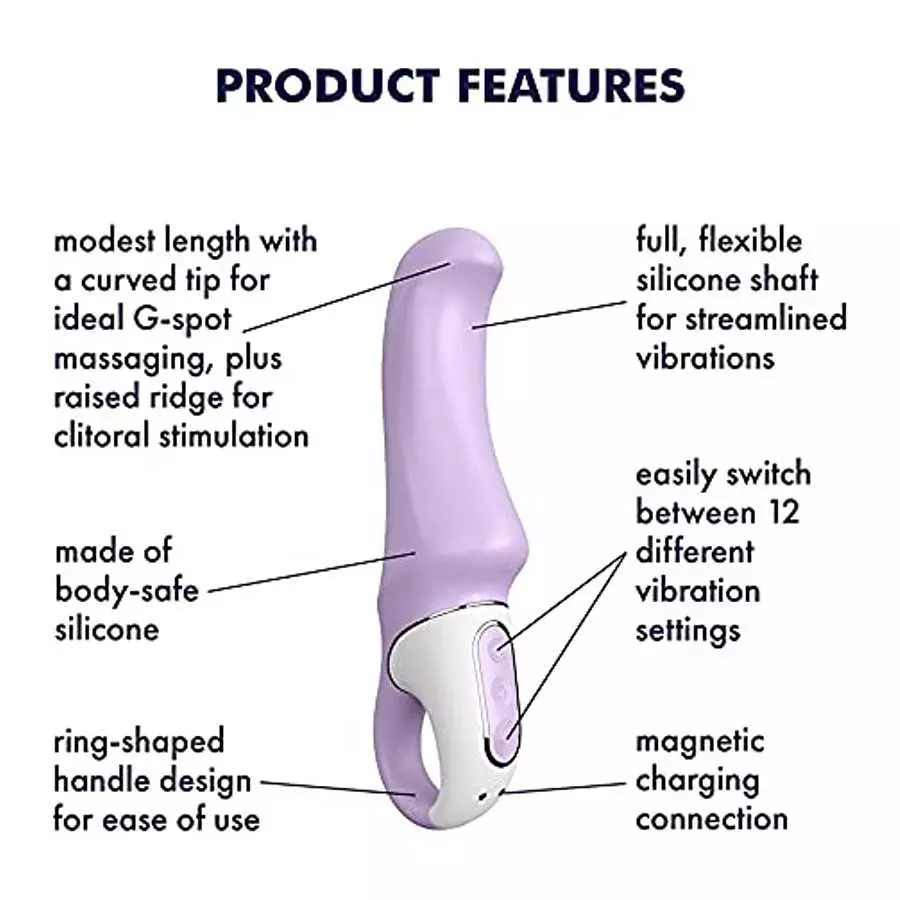 Satisfyer Charming Smile G-Spot Vibrator - Vibrating Dildo, Ergonomic Curved Shaft, 12 Vibration Programs, Retaining Ring - Soft