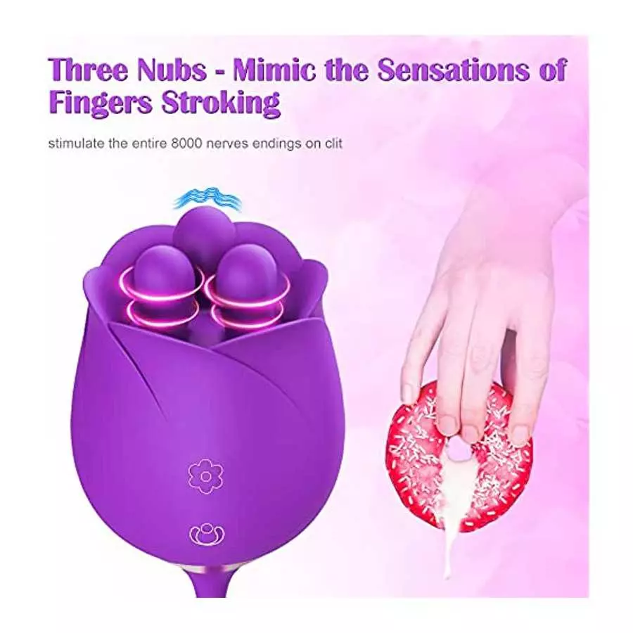 Rose Sex Stimulator with Fondling Nubs - MEANINS Ivy, Thrusting Vibrator with Tapered Tip, Rose Vibrator Mimic Fingertips Circul