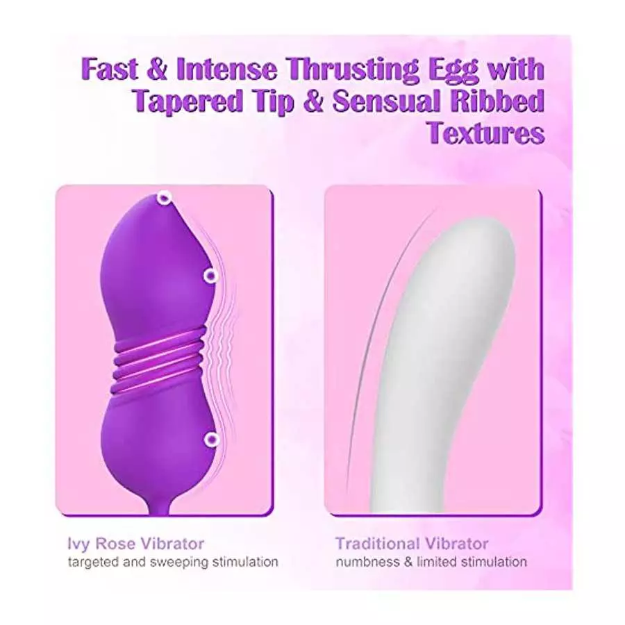 Rose Sex Stimulator with Fondling Nubs - MEANINS Ivy, Thrusting Vibrator with Tapered Tip, Rose Vibrator Mimic Fingertips Circul