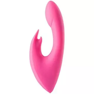 Maia Toys Leah Rechargeable Silicone Rabbit Massager, 7.5 Inch, Neon Pink