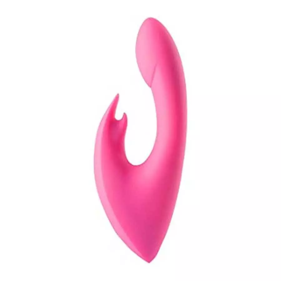 Maia Toys Leah Rechargeable Silicone Rabbit Massager, 7.5 Inch, Neon Pink