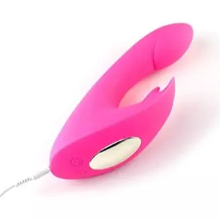 Maia Toys Leah Rechargeable Silicone Rabbit Massager, 7.5 Inch, Neon Pink