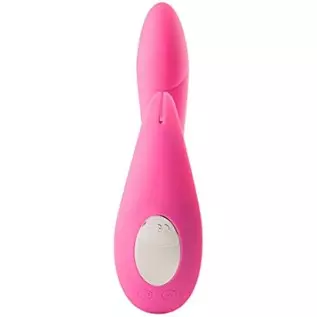 Maia Toys Leah Rechargeable Silicone Rabbit Massager, 7.5 Inch, Neon Pink