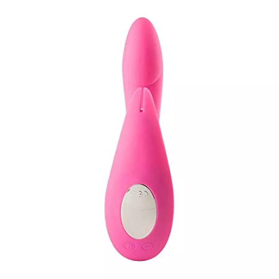 Maia Toys Leah Rechargeable Silicone Rabbit Massager, 7.5 Inch, Neon Pink