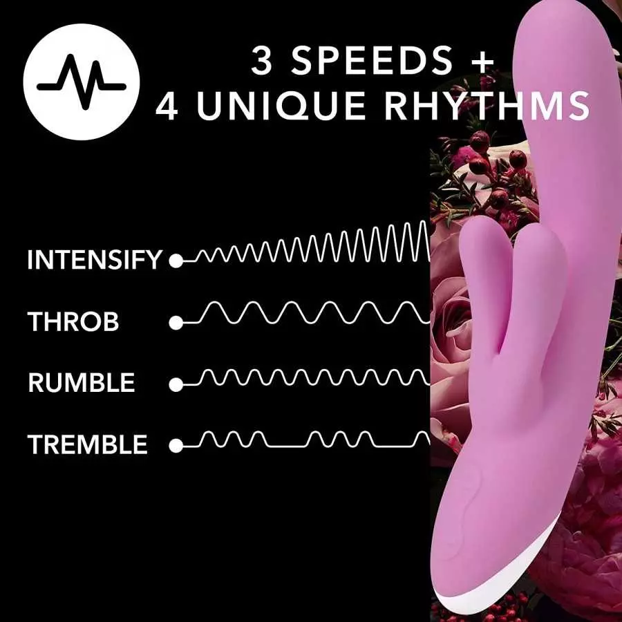 Blush Hop Lola Bunny - Ultrasilk Silicone Pleasure Rabbit - Rumble Tech Powered Vibrations 3 Speeds & 4 Unique Patterns - Triple