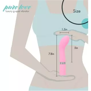 Pure Love Silicone G-Spot Vibrator Pink, Rechargeable and Multi Speed with Swarovski Crystal Button, Pretty Quilted Vibrator