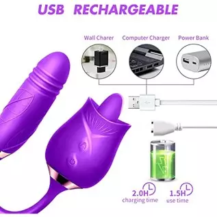 Rose Toy Vibrator for Women-G Spot Rose Vibrator with Heating Function,3 in 1 Clitoral Stimulator Tongue Licking Thrusting G Spo Rose Toy Vibrator for Women-G Spot Rose Vibrator with Heating Function,3 in 1 Clitoral Stimulator Tongue Licking Thrusting G Spo