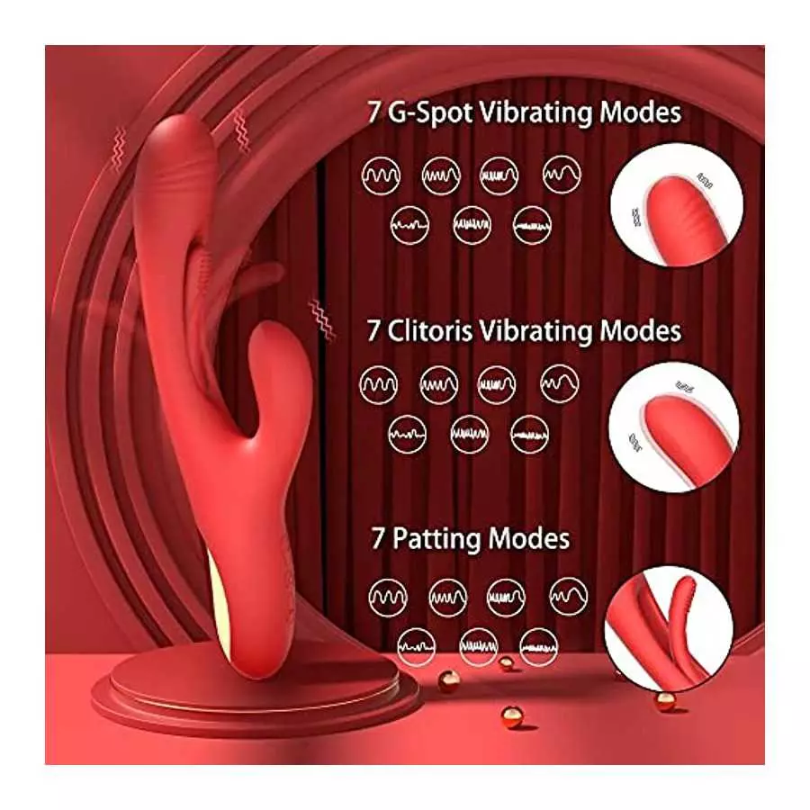 3 in 1 Triple Rabbit Finger Patting Dildo Vibrator. Rabbit Patting Vibrator for Clitoris Women Stimulator Massager Powerful G Sp
