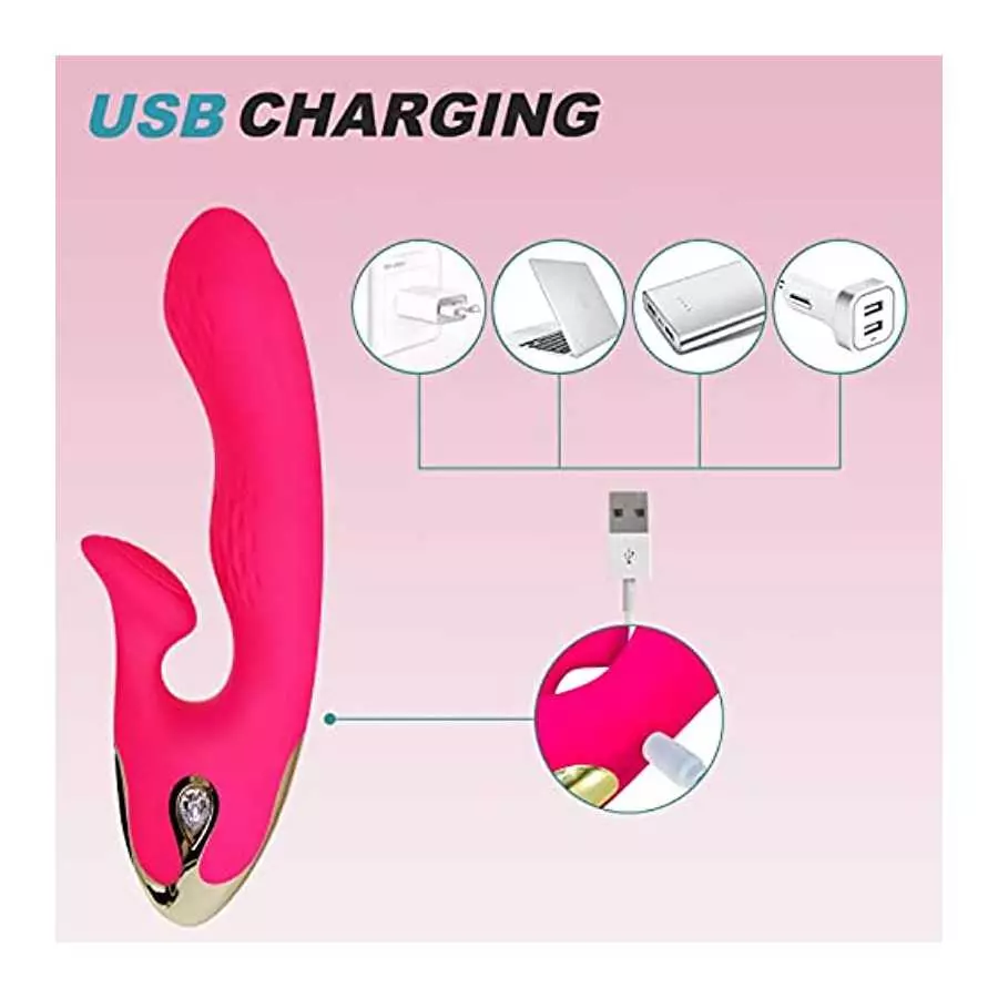 G Spot Rabbit Vibrator,Vibrating Massager for Woman Pleasure, Rechargeable Dildo Vibrator with Powerful 3 Speeds 10 Vibration Mo