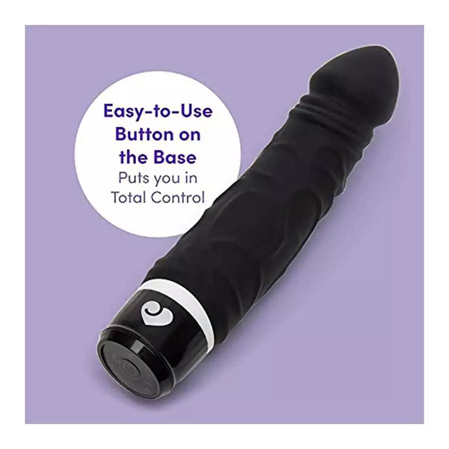 Lovehoney Vibrating Dildo - 6.5 Inch Realistic Dildo - Girthy Silicone Dildo for Women - Waterproof - Black